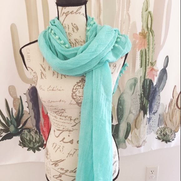 Accessories - Mint Pom Pom Scarf